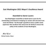 East Washington 2021 Mayor’s Excellence Award Awarded to Aaron Lucero