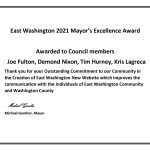 East Washington 2021 Mayor’s Excellence Award