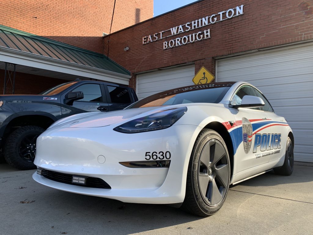 Tesla 3 East Washington Police Car