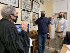 Demond Nixon and Michael McCormick sworn in as Council Members of East Washington by Judge DiSalle